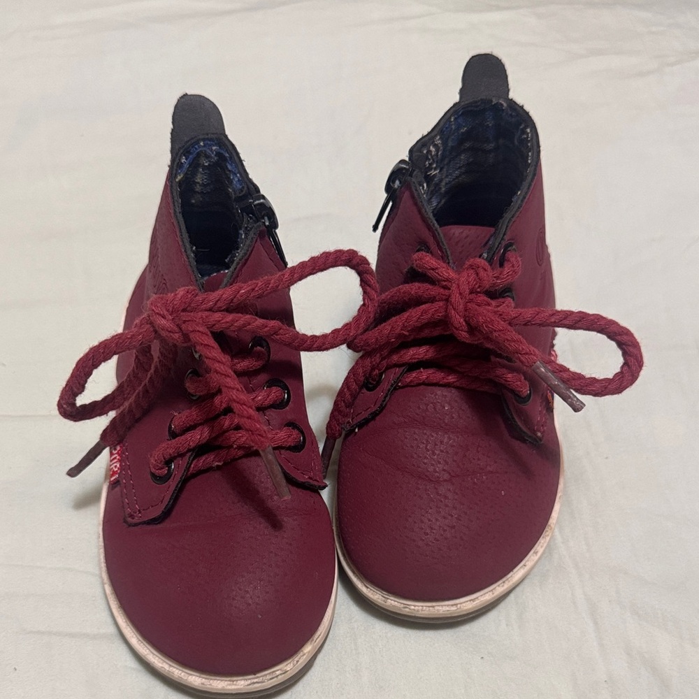 Danglia Sport Burgundy Maroon Red Toddler Faux Leather Boots Shoes EU 23 US 7